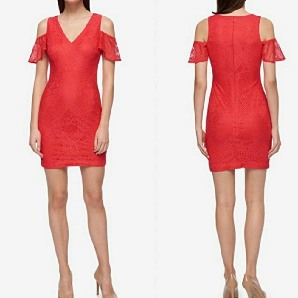 Guess Lace Midi Cold shoulder  women's dress ♥️ dress size 6